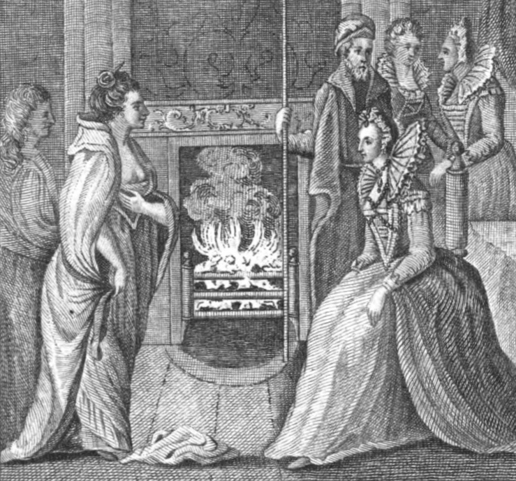 L'incontro fra Georgia O' Malley ed ELlisabetta I, Antologia Hibernica, Dublino, 1794