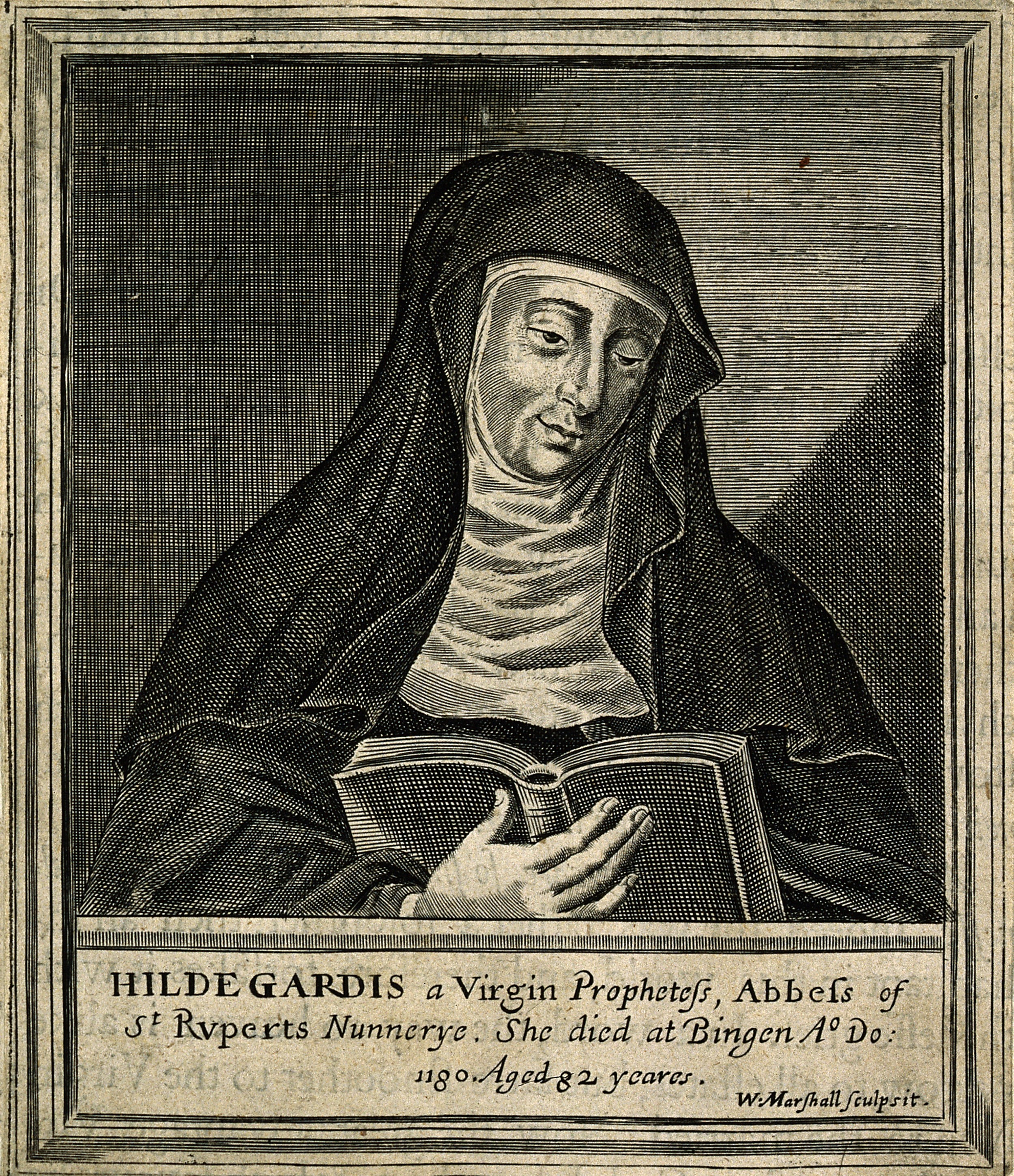 Hildegard von Bingen. Incisione di  W. Marshall.

