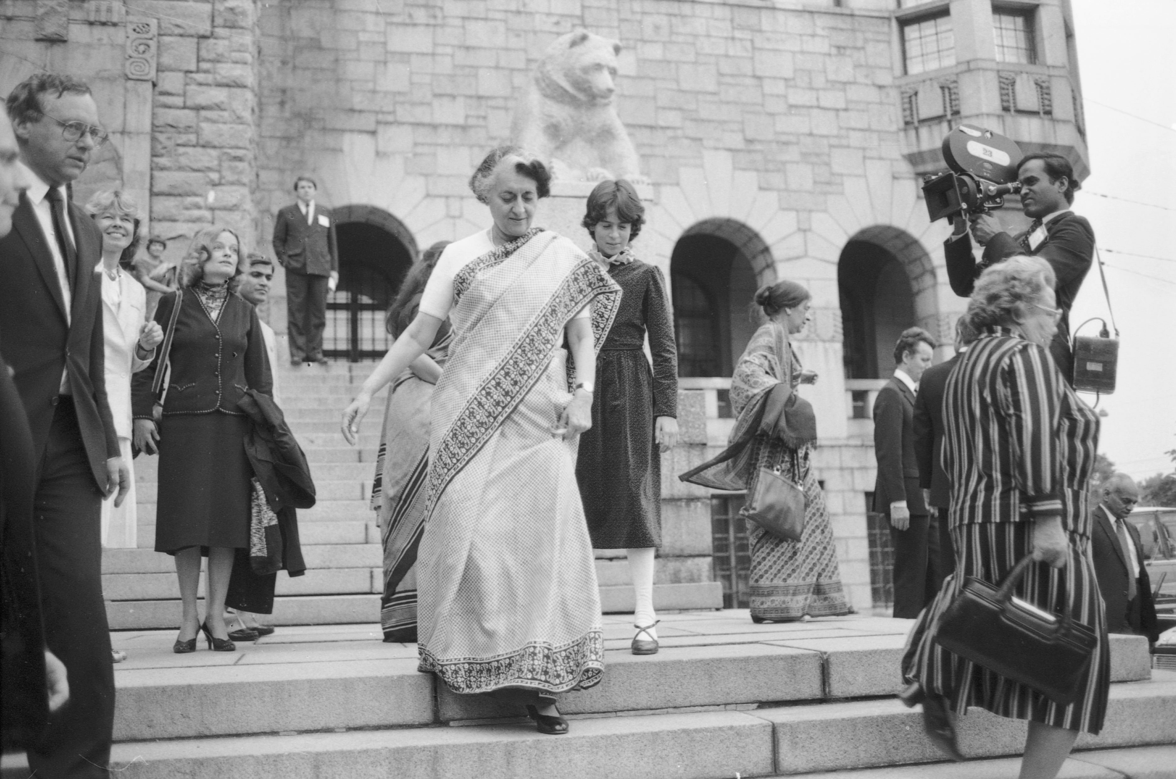 Indira Gandhi in Finlandia nel 1983. Immagine in pubblico dominio.