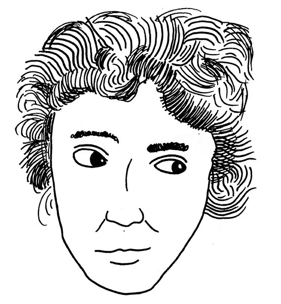 Ritratto illustrato di Joanna Russ.