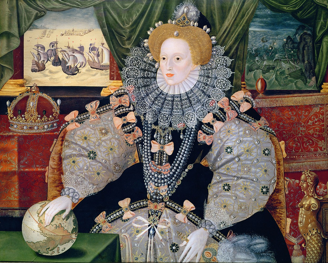 Elizabeth I, Il Ritratto dell'Armada, 1588, attribuito a George Gower.