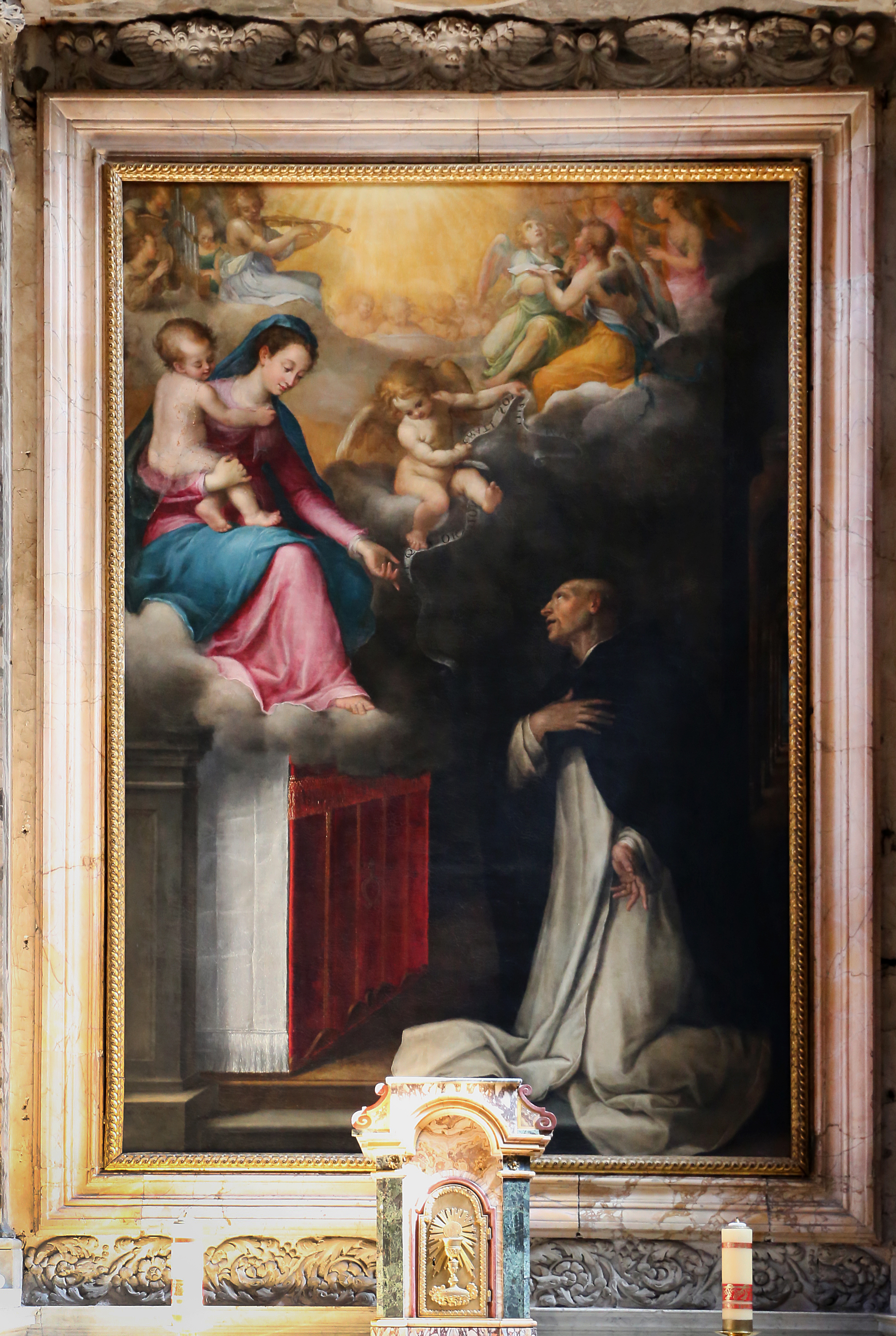 Lavinia fontana, la Vergine appare a San Giacinto, 1600. Dipinto di Federico Zuccari.  Santa Sabina (Roma) - Cappella di San Giacinto.