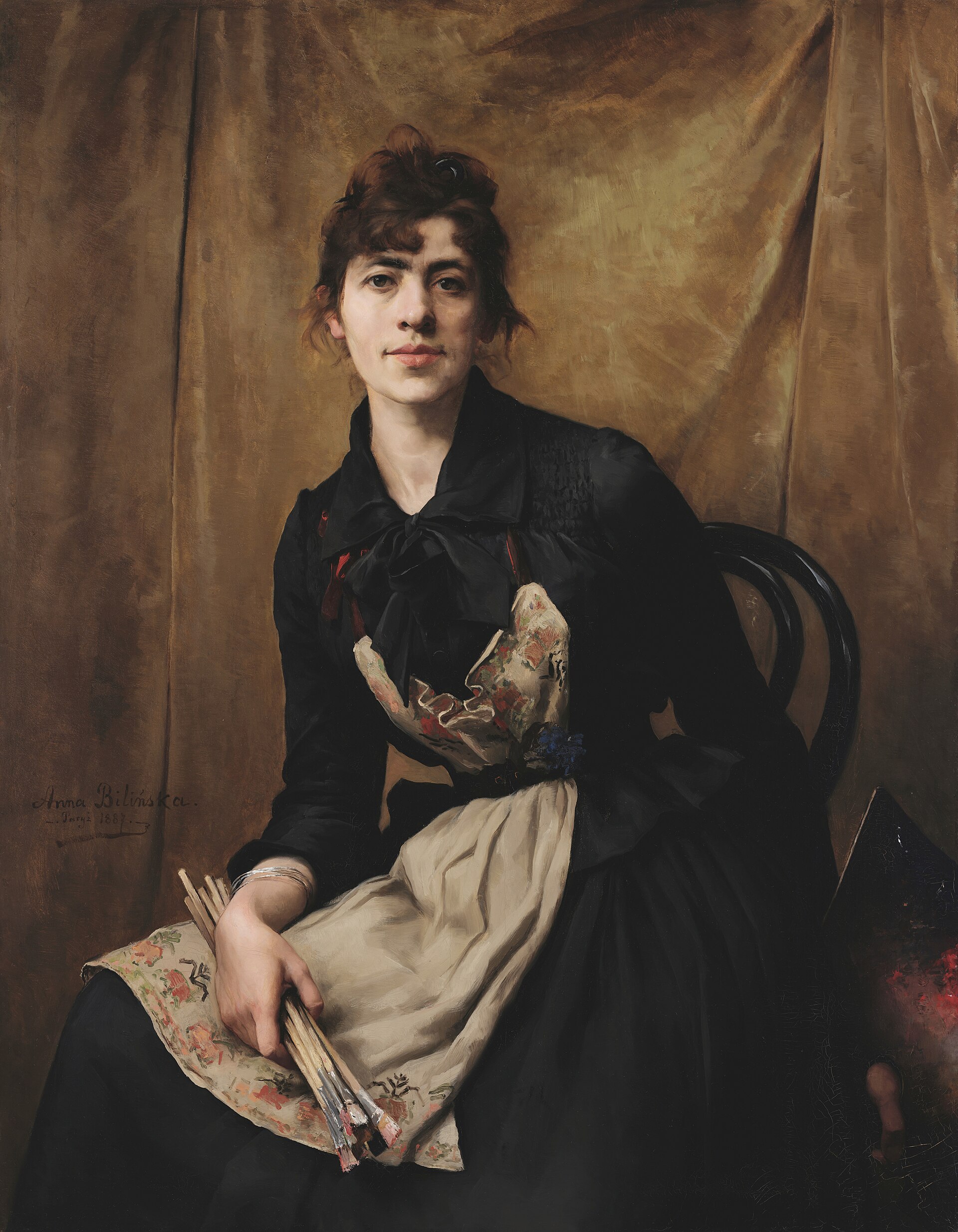 Anna Bilińska, Autoritratto, 1887, Museo nazionale di Cracovia. <br>
Fonte: <a href=https://commons.wikimedia.org/wiki/File:Self-portrait_by_Anna_Bili%C5%84ska-Bohdanowiczowa,_1887.jpg>Wikimedia Commons</a>.