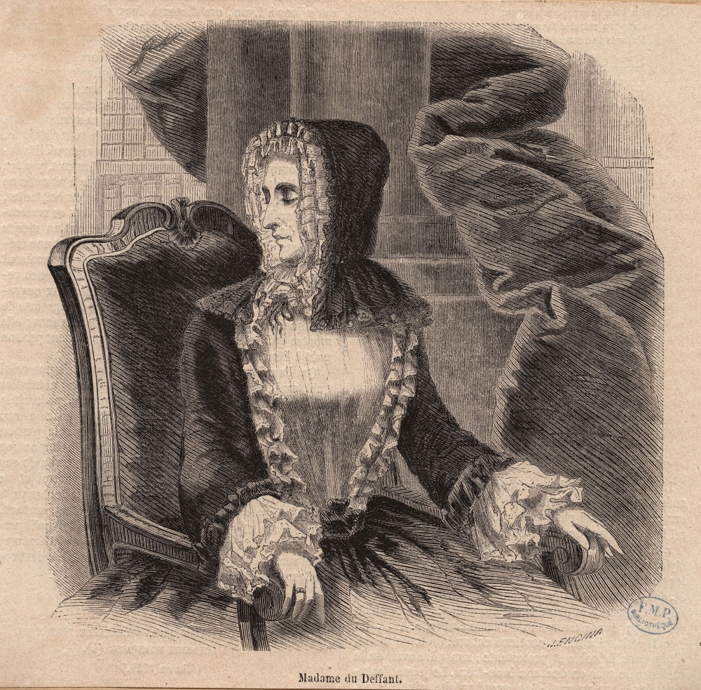 Mme du Deffant, incisione su legno, conservato alla Bibliothèque interuniversitaire de Santé. 