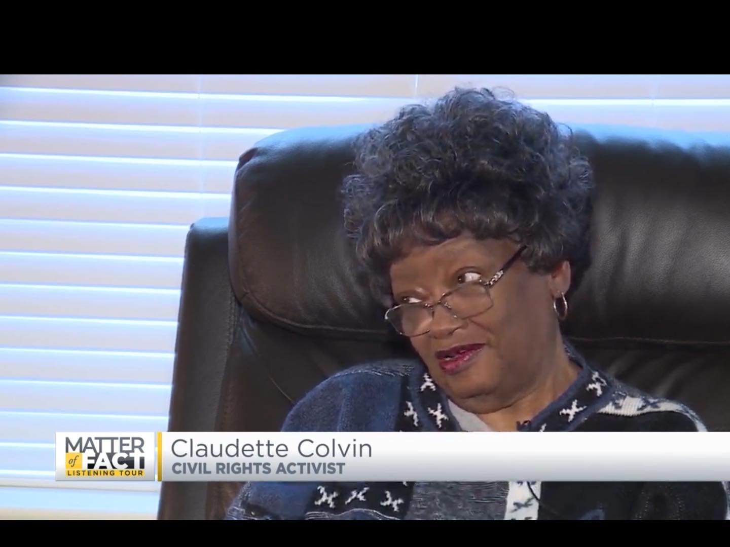 Claudette Colvin ospite alla trasmissione <em>Matter of Fact with Soledad O'Brien</em>, 2021.<br>
Licenza Creative Commons Attribution 2.0.