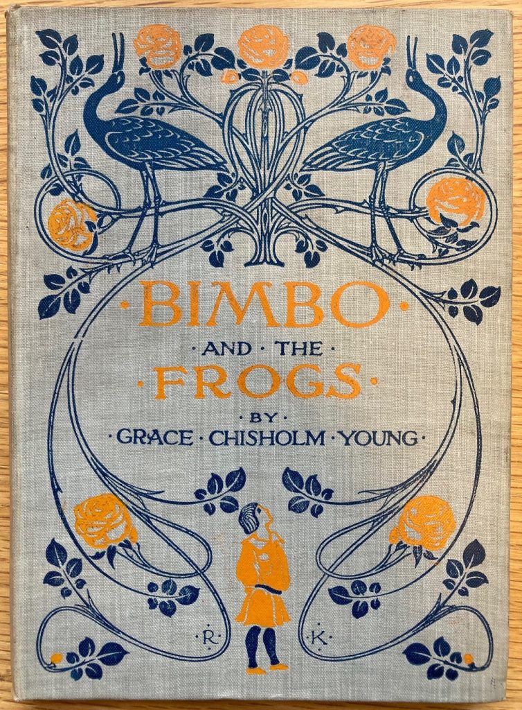 Uno dei libri per bambini scritti da Chisholm, <em>Bimbo and the frogs</em>.
<br>Fonte: <a href=https://en.wikipedia.org/wiki/Grace_Chisholm_Young#/media/File:Chisholm-Bimbo_and_the_frogs.jpg>Wikimedia Commons</a>.