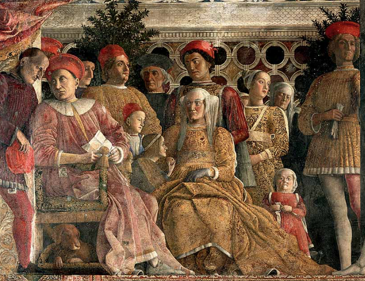 La corte dei Gonzaga, di Andrea Mantegna, affresco nella Camera degli Sposi all'interno del Palazzo Reale di Mantova.