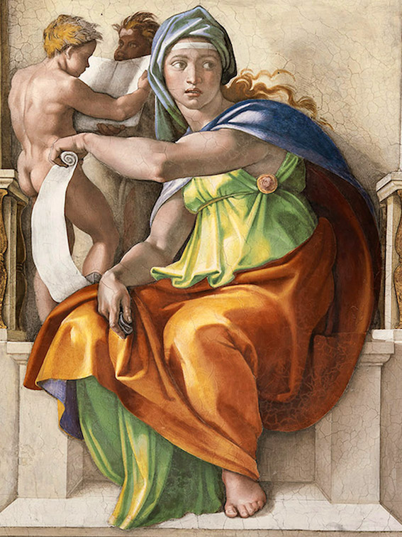 Michelangelo Buonarroti, Sibilla Delfica, volta della Cappella Sistina, 1508-11