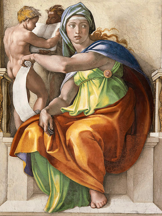 Michelangelo Buonarroti, Sibilla Delfica, volta della Cappella Sistina, 1508-11