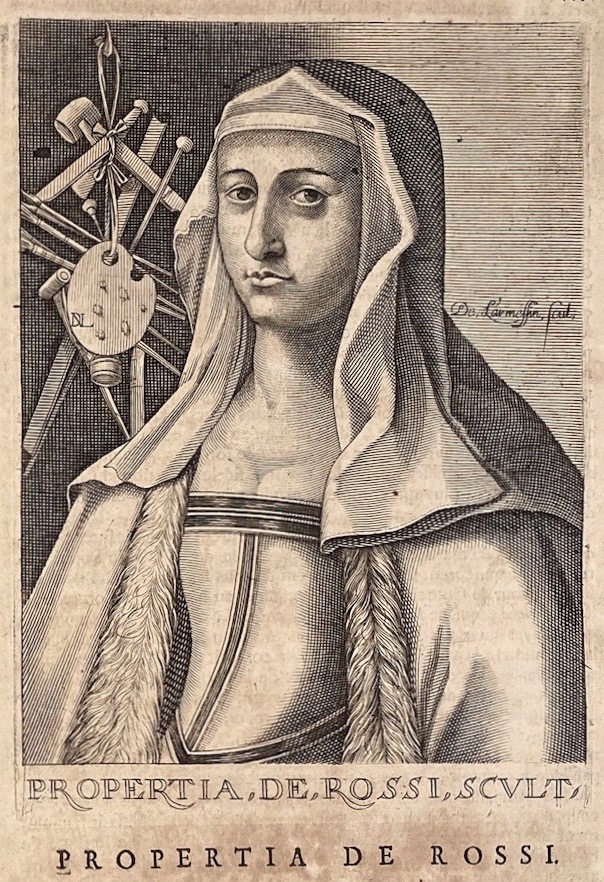 Ritratto di Properzia de Rossi, incisione di Nicolas de Larmessin, stampata nel volume 