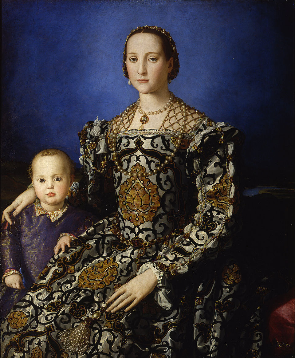 Angelo Bronzino, <em>Eleonora di Toledo col figlio Giovanni</em>, olio su tavola, Galleria degli Uffizi, Firenze.